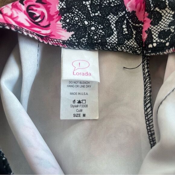 Stretch Bootie Black Lace & Pink Rose Print Shorts​​​​ - Picture 7 of 9